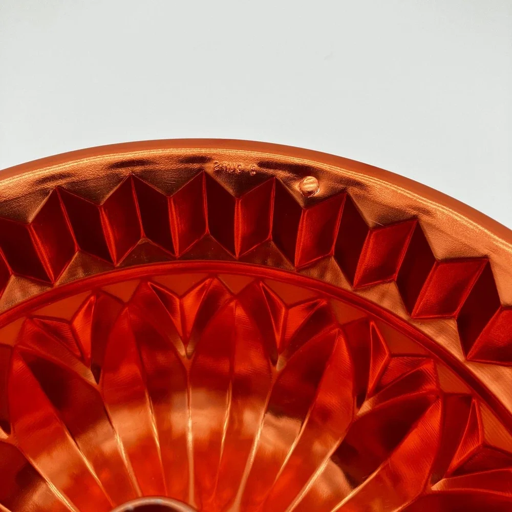 Bundt Cake Pan 8.5in Copper Tone Fluted Geometric Jello Mold Vintage